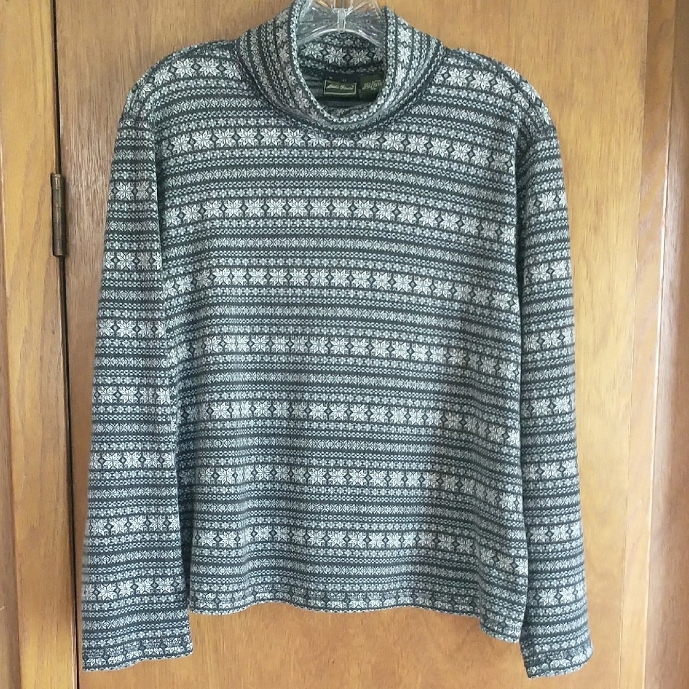Eddie Bauer Men's Black and White Turtleneck Sweater